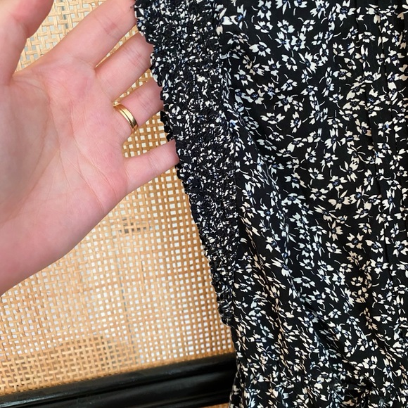 Free People Black Floral Mini Dress with White Daisy Print - Picture 4 of 6